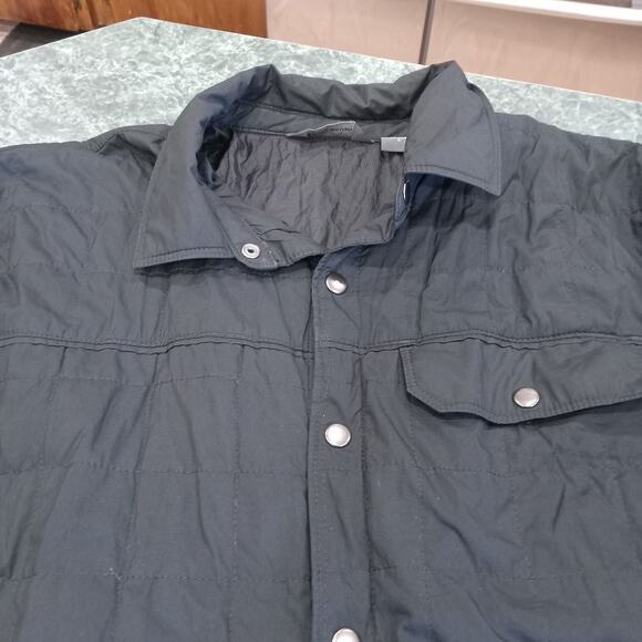 Eddie Bauer EB502 Shirt Jac Snap Button Quilted Shacket Black Men’s Large LOGO - Picture 6 of 16